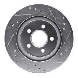 Ford Thunderbird Brake Rotor (1) - Rear Left - R1 Concepts - Drilled & Slotted - Silver - `00-`06